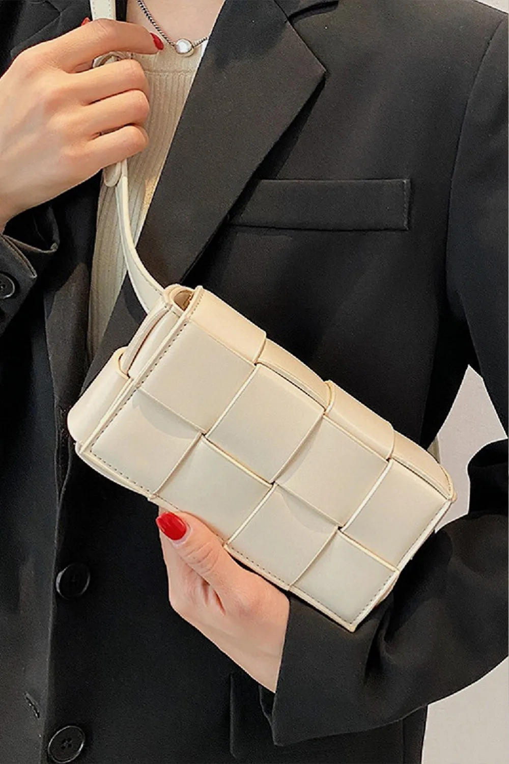 The Jess Vegan Leather Woven Crossbody Bag