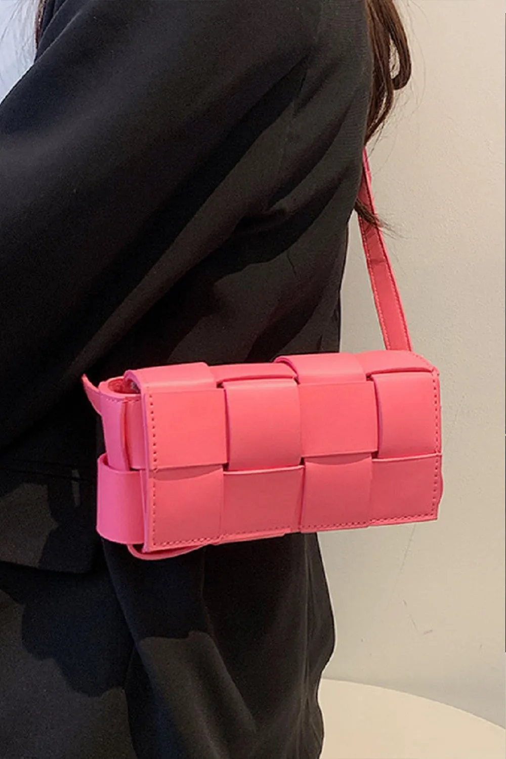 The Jess Vegan Leather Woven Crossbody Bag