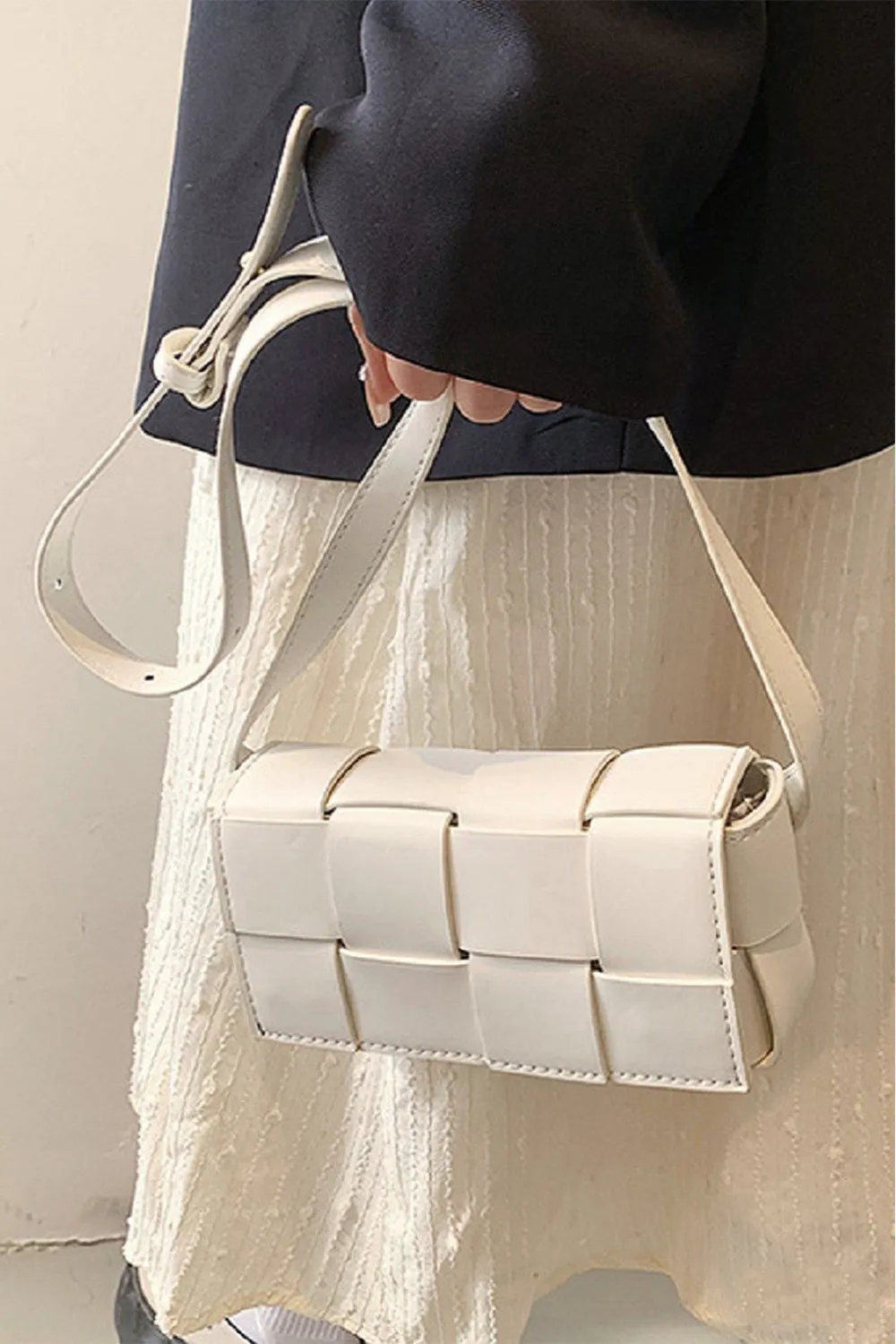 The Jess Vegan Leather Woven Crossbody Bag