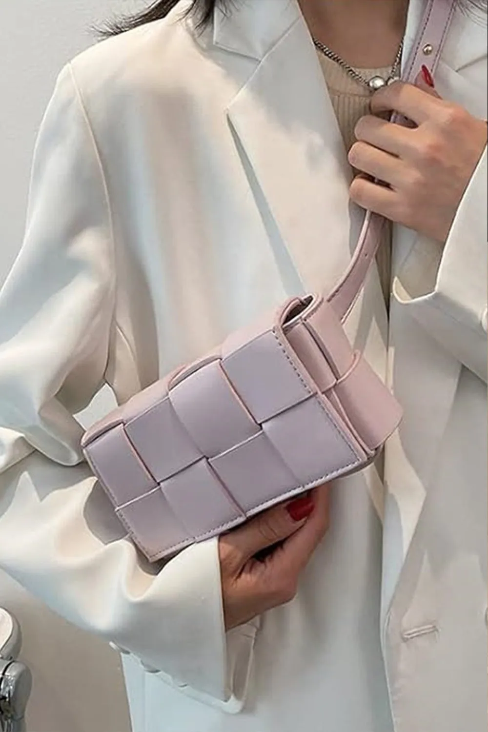 The Jess Vegan Leather Woven Crossbody Bag