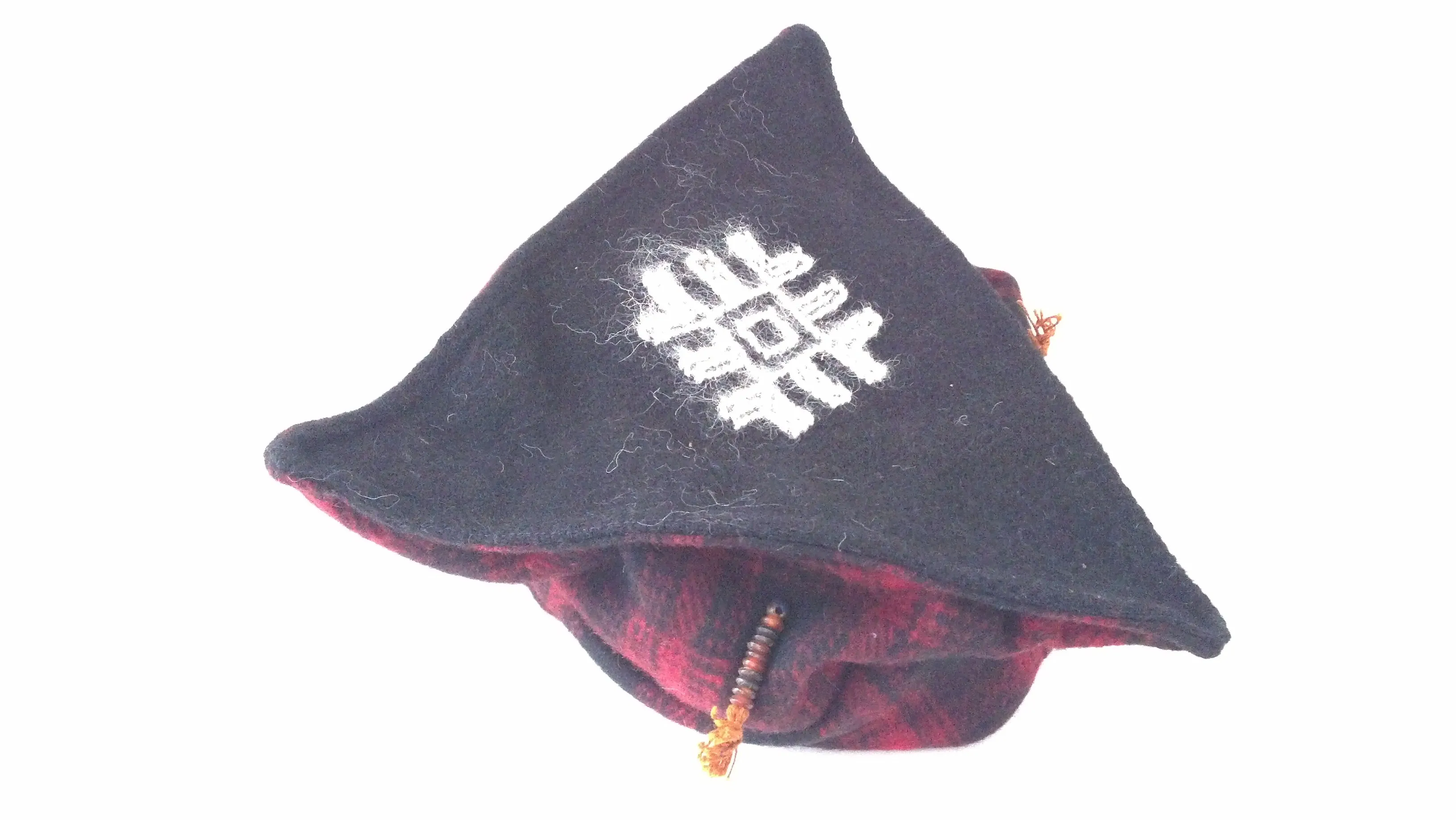 Tibetan Wool Hat, Red Plaid