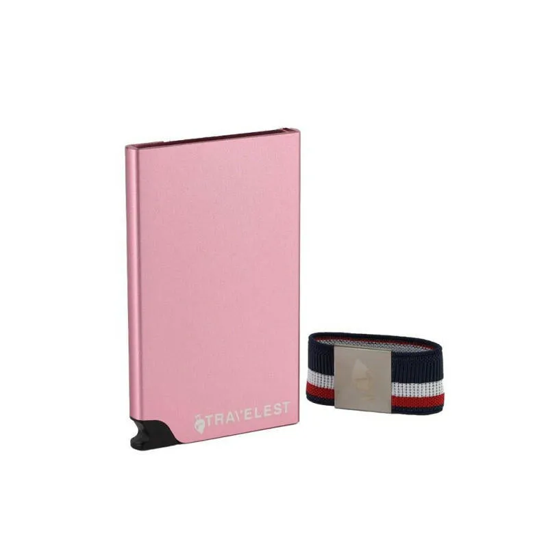 Travelest RFID Blocking pop up aluminum card holder with money holder