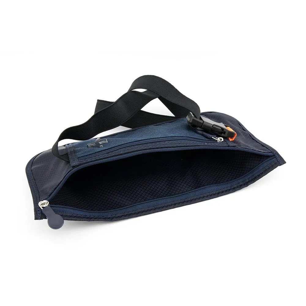 TROIKA Belt Bag with 2 Compartments and RFID Protection Safety Belt Blue