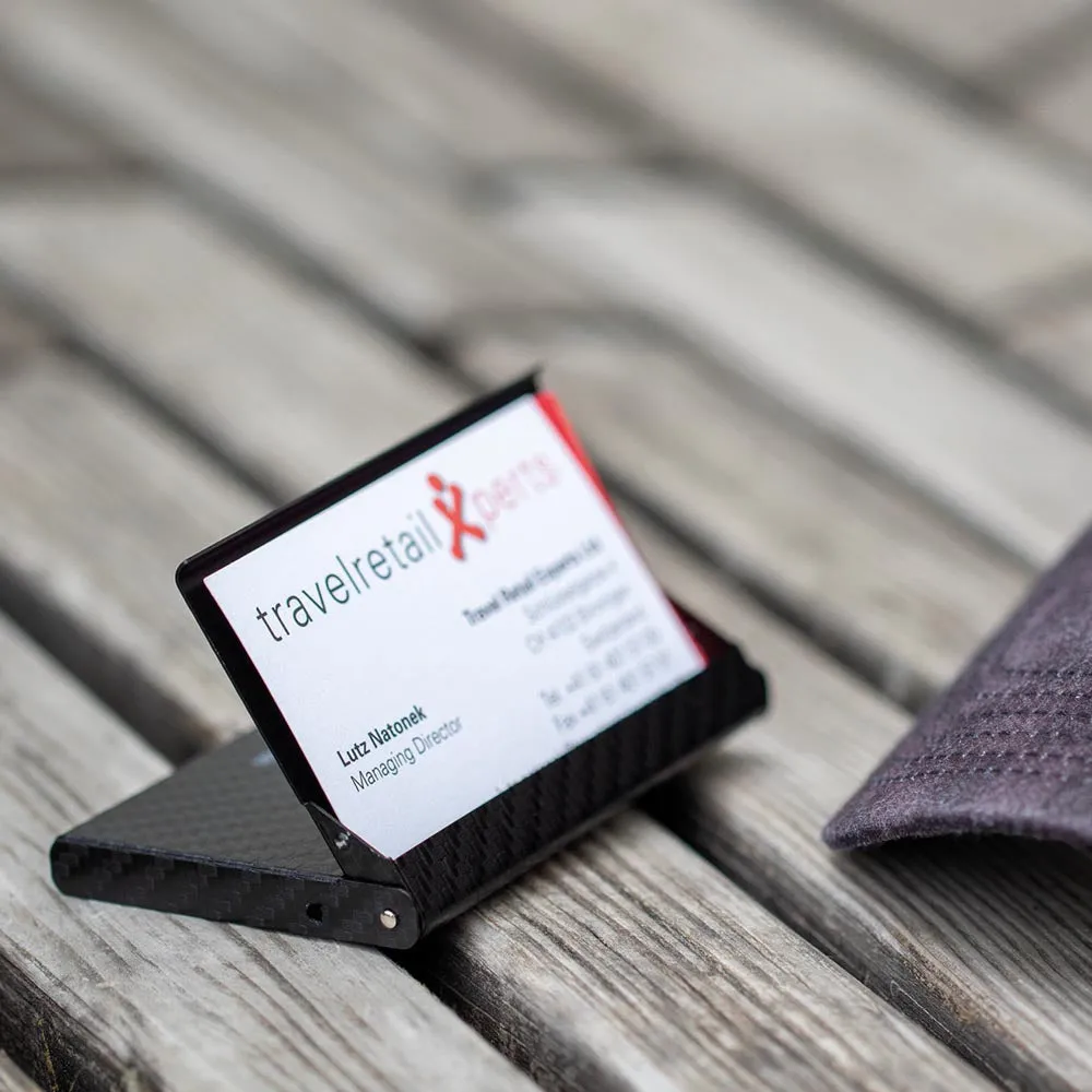TROIKA Business and Credit Card Case with RFID Fraud Protection Carbon Look