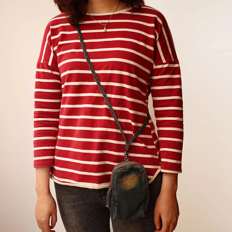 Vintage Womens Black Denim Mini Pouch with Wristlet Denim Small Phone Bag for Women