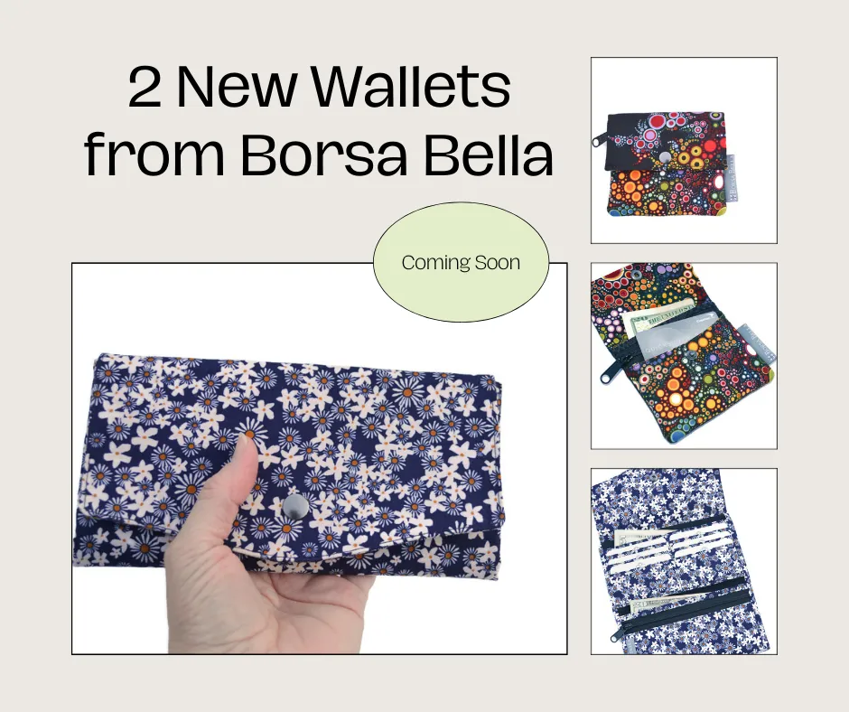 Wallet - Slim Large Wallet - Light Weight - Navy Daisy Fabric