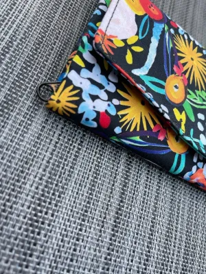 Wallet - Slim Large Wallet - Light Weight - Painted Petals Fabric