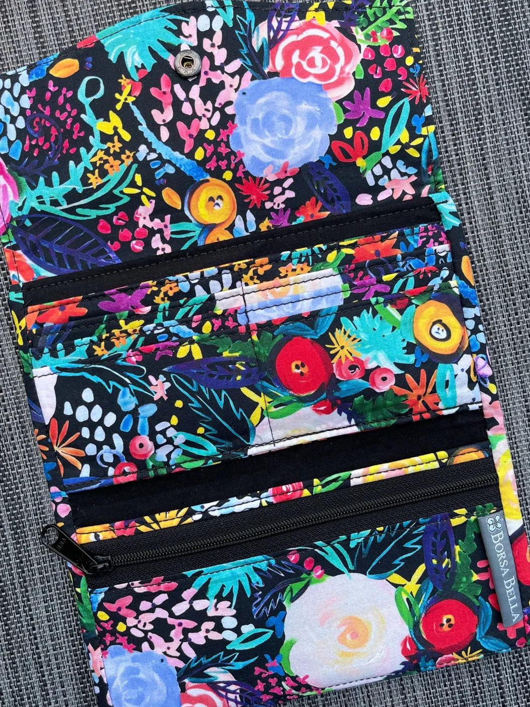 Wallet - Slim Large Wallet - Light Weight - Painted Petals Fabric