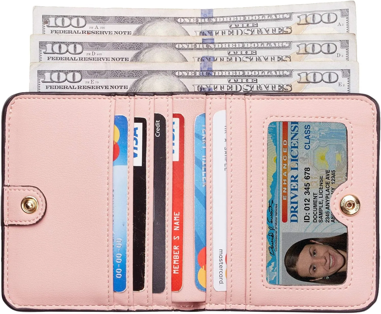 Women Rfid Blocking Bifold Wallet Luxury Leather Pocket Wallet