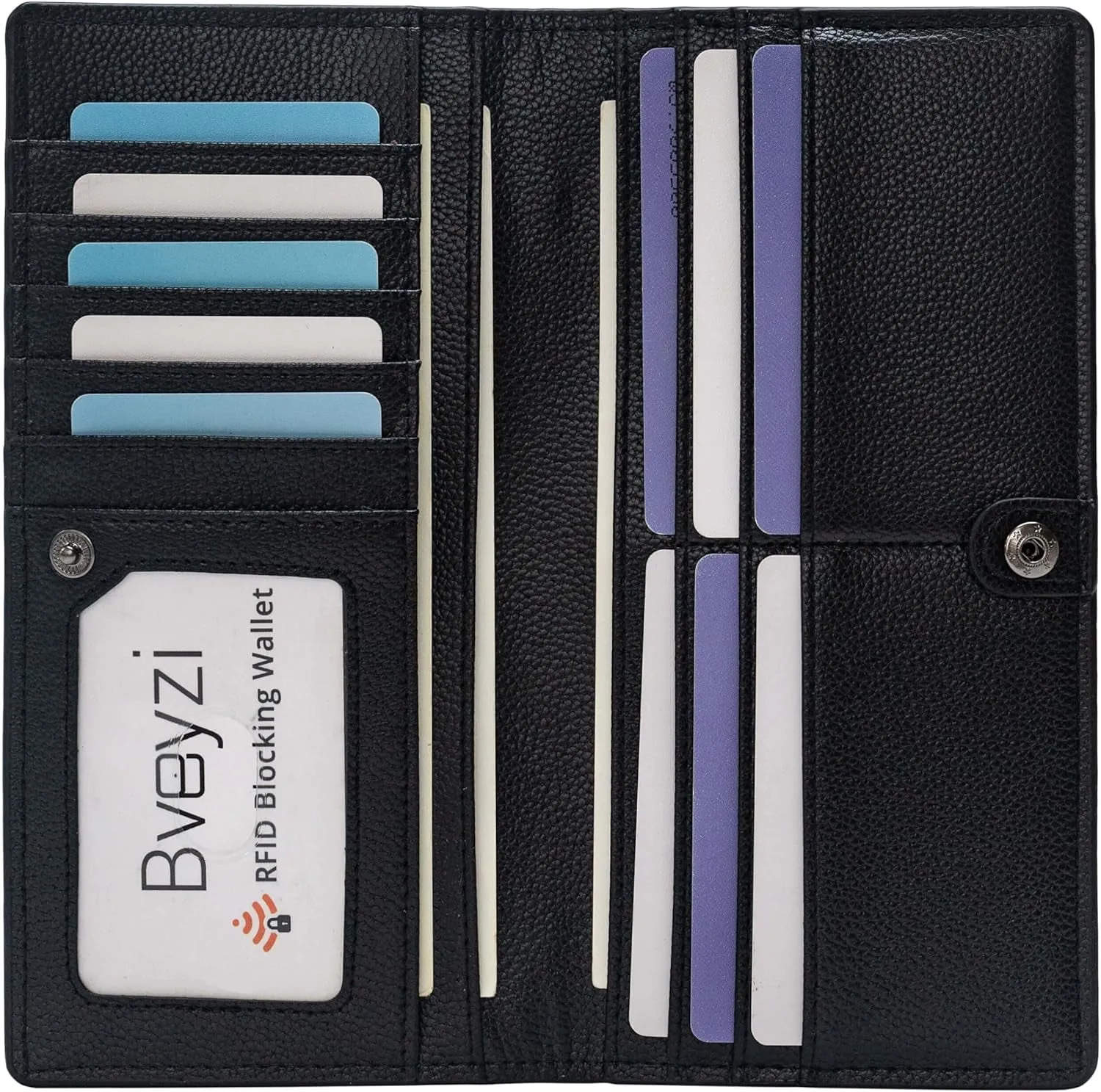 Womens Leather Clutch, RFID Blocking Bifold Credit Card Holder