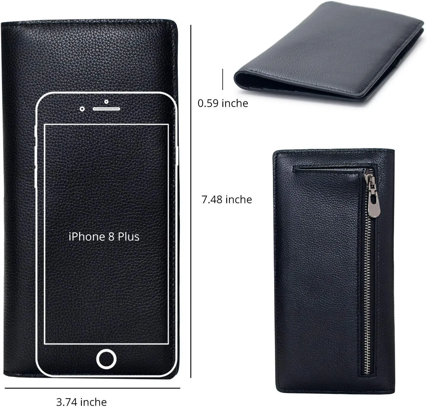 Womens Leather Clutch, RFID Blocking Bifold Credit Card Holder