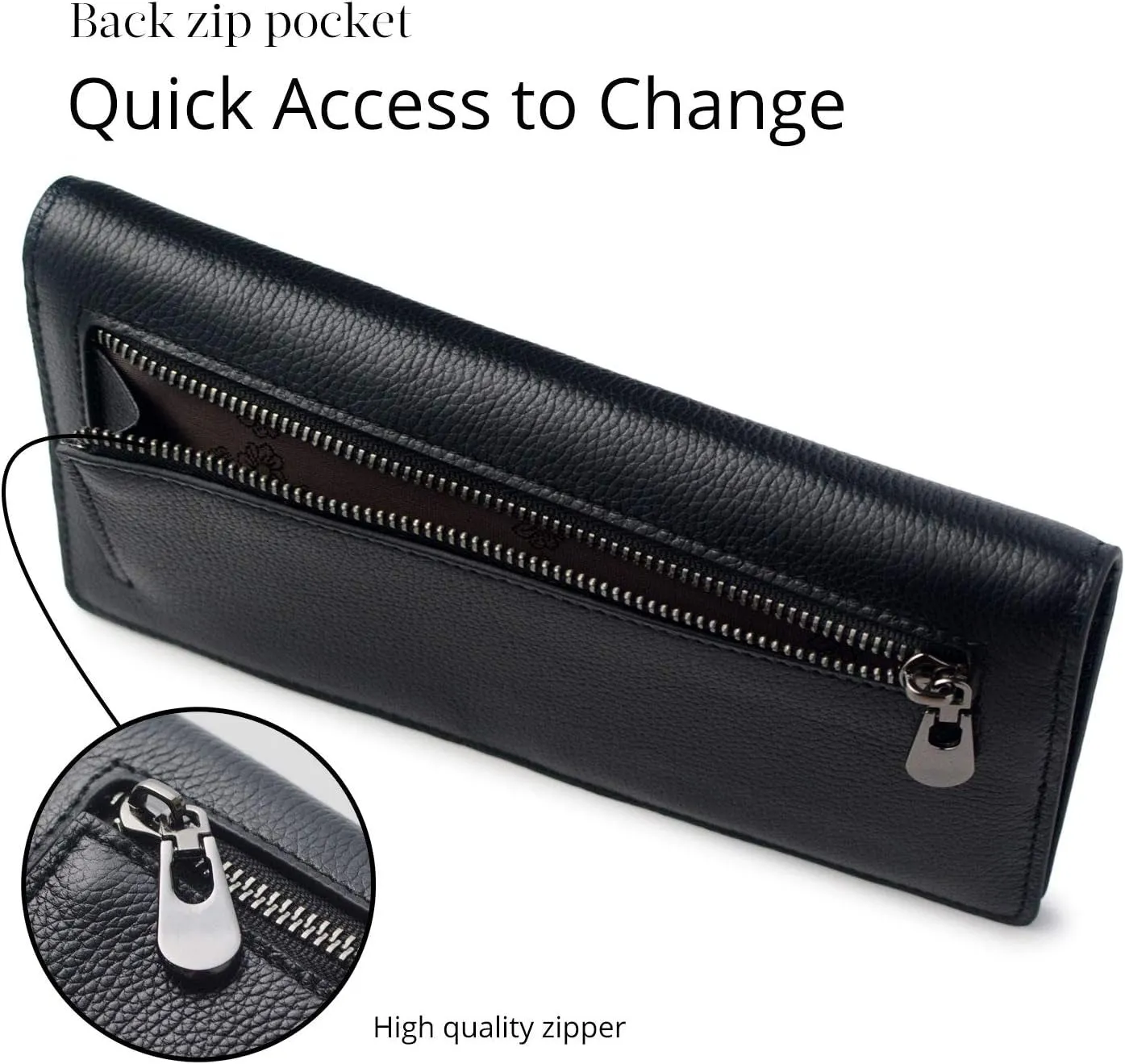 Womens Leather Clutch, RFID Blocking Bifold Credit Card Holder