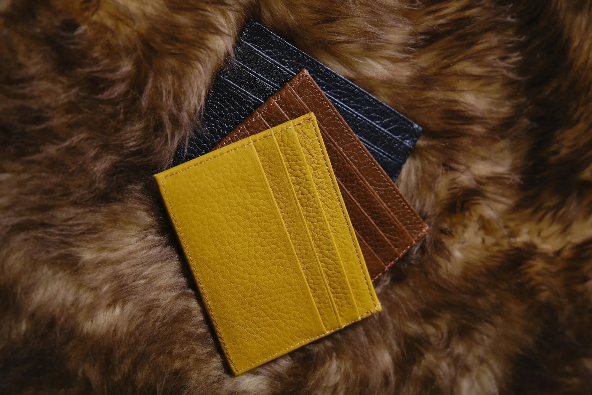 Yellow Unisex Floater Leather Card Wallet