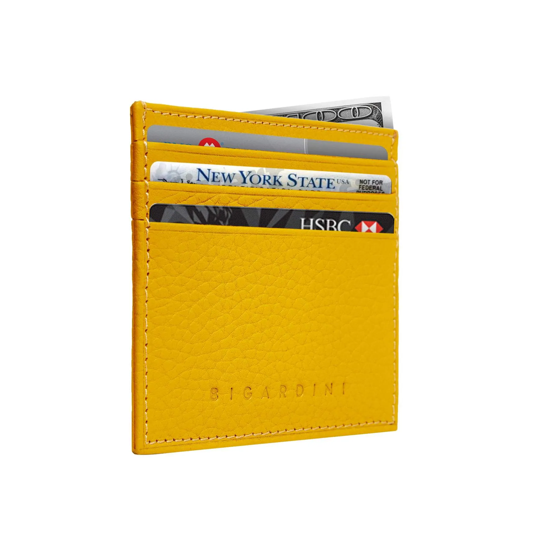 Yellow Unisex Floater Leather Card Wallet