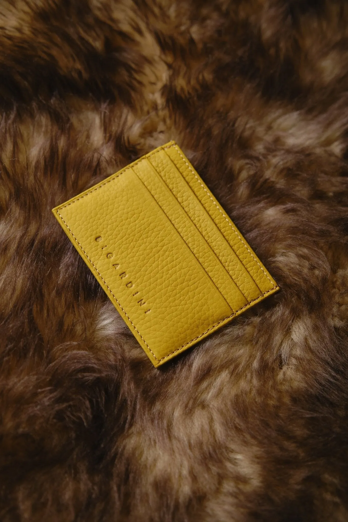 Yellow Unisex Floater Leather Card Wallet