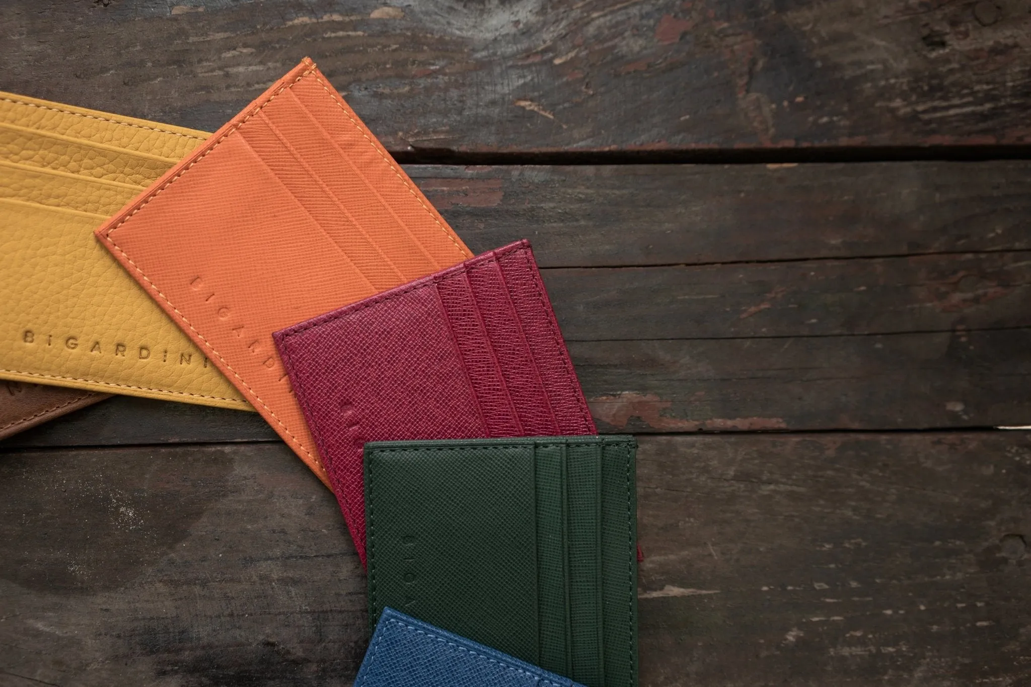 Yellow Unisex Floater Leather Card Wallet