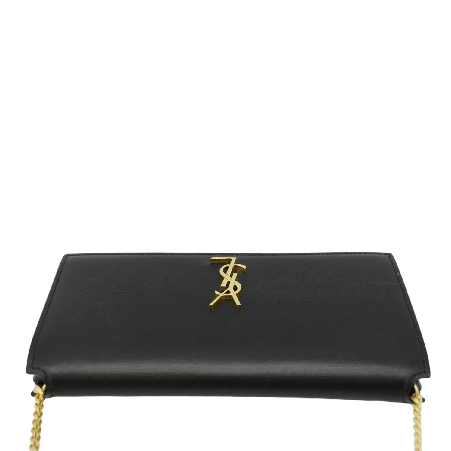 YVES SAINT LAURENT Phone Holder Monogram Smooth Leather Chain Crossbody Bag Black